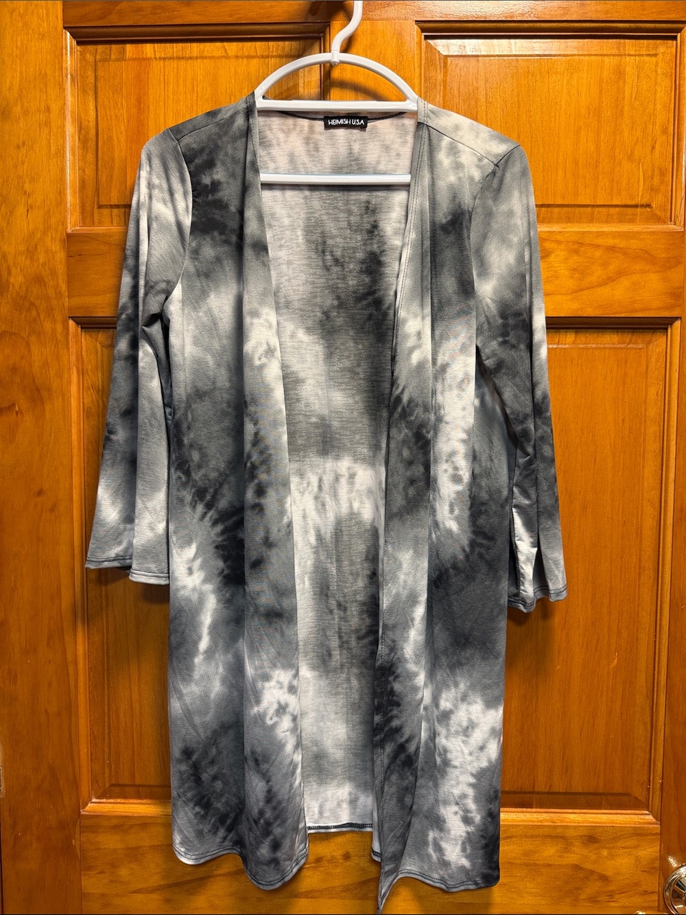 HEIMISH USA Women's Black & Gray Tie-Dye Open Front Cardigan